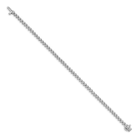 14kt White Gold Complete 2.9 carat Round A Diamond 2-prong 7 inch Tennis Bracelet