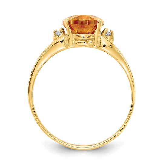 14kt Yellow Gold 9x7mm Oval Citrine AA Diamond ring