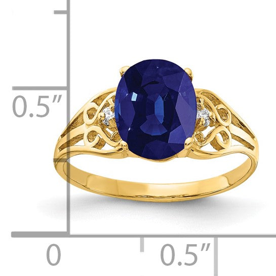14kt Yellow Gold 9x7mm Oval Sapphire AA Diamond ring