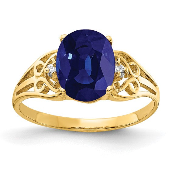 14kt Yellow Gold 9x7mm Oval Sapphire AA Diamond ring