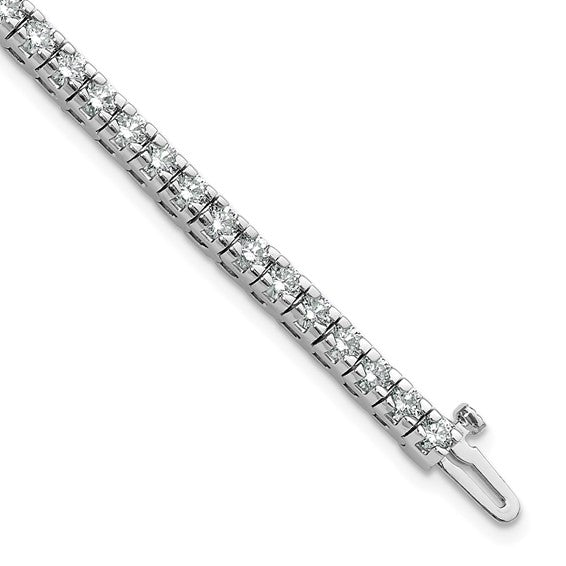 14kt White Gold Complete 4.65 carat Round AA Diamond 4-prong 7 inch Tennis Bracelet