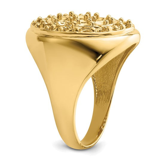 14kt Yellow Gold Fancy Polished Circular To Mens Diamond Ring Mounting