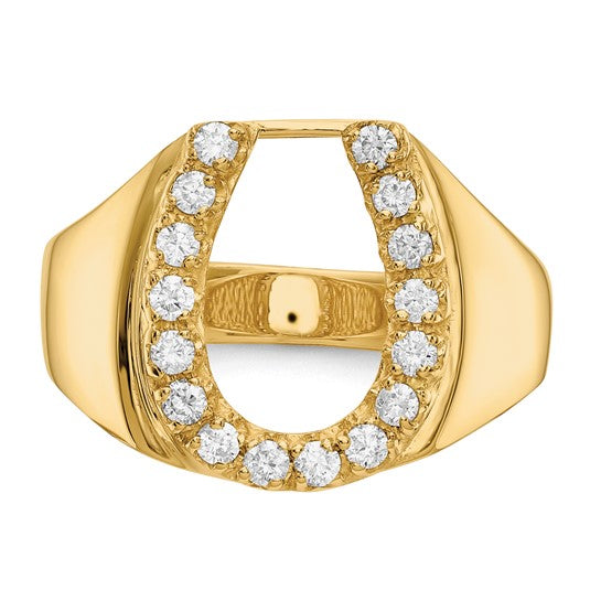 14kt Yellow Gold AA Diamond Men's Horse shoe Ring