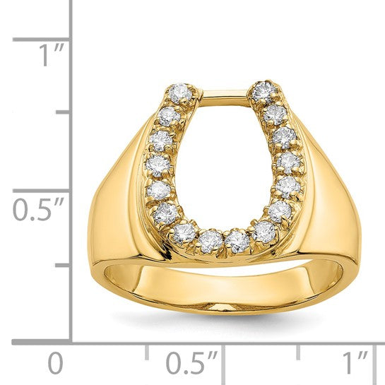 14kt Yellow Gold AA Diamond Men's Horse shoe Ring