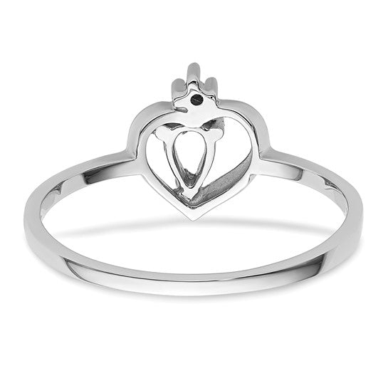 14kt White Gold Polished .02ct. Diamond & 5x3 Pear Gemstone Ring Mounting