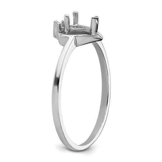 14kt White Gold Polished .02ct. Diamond & 5x3 Pear Gemstone Ring Mounting