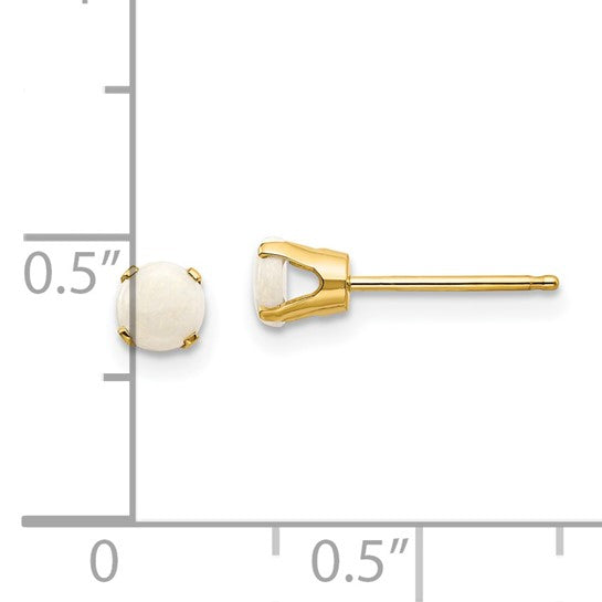14kt Yellow Gold 4mm October/Opal Post Earring