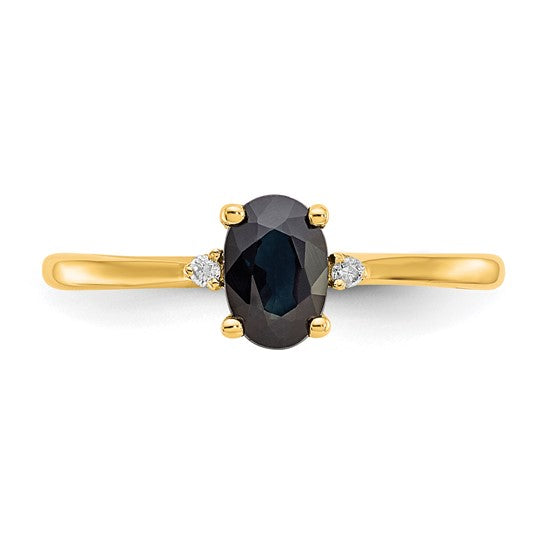 14kt Yellow Gold Diamond & Sapphire Birthstone Ring