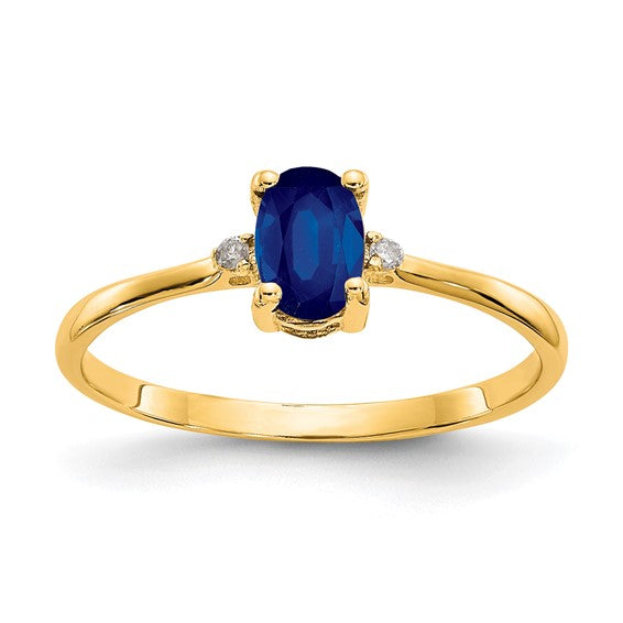 14kt Yellow Gold Diamond & Sapphire Birthstone Ring
