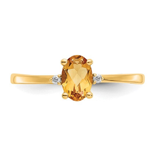 14kt Yellow Gold Diamond & Citrine Birthstone Ring