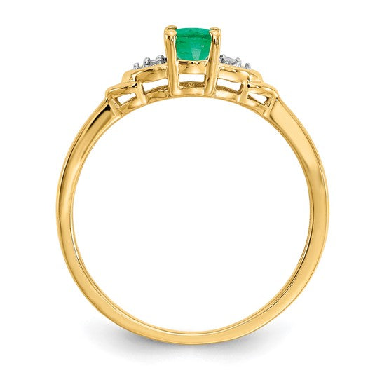 14kt Yellow Gold Emerald and Diamond Ring