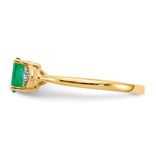14kt Yellow Gold Emerald and Diamond Ring