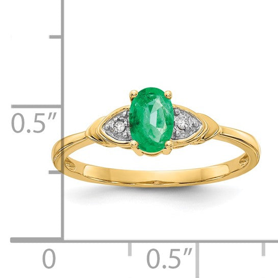 14kt Yellow Gold Emerald and Diamond Ring