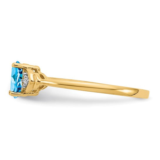 14kt Yellow Gold Blue Topaz and Diamond Ring