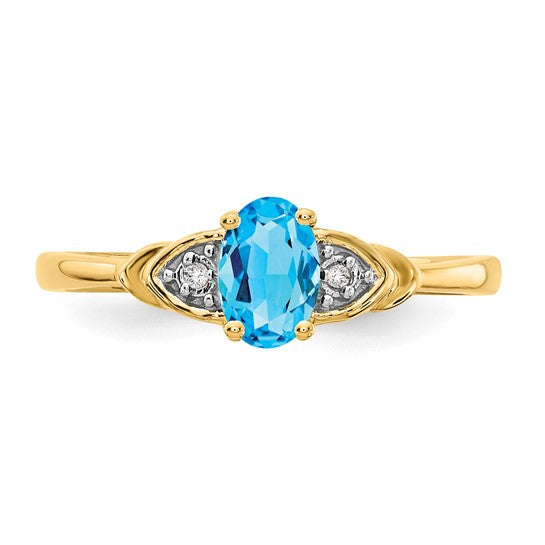 14kt Yellow Gold Blue Topaz and Diamond Ring