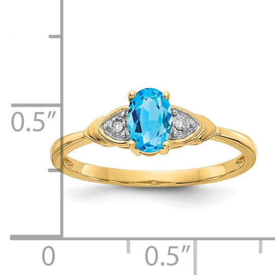 14kt Yellow Gold Blue Topaz and Diamond Ring