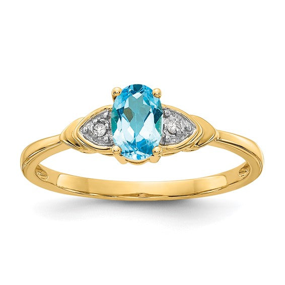 14kt Yellow Gold Blue Topaz and Diamond Ring