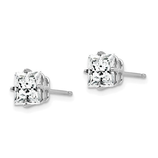 14kt White Gold 6mm Princess Cut Cubic Zirconia Earrings