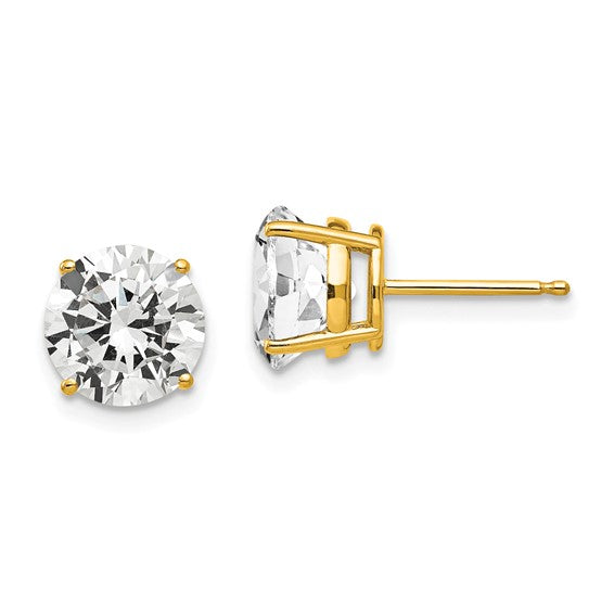 14kt Yellow Gold 8mm Cubic Zirconia Post Earrings
