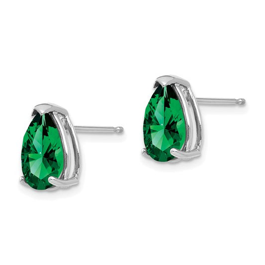 14kt White Gold Mount St. Helens Pear Stud Earrings