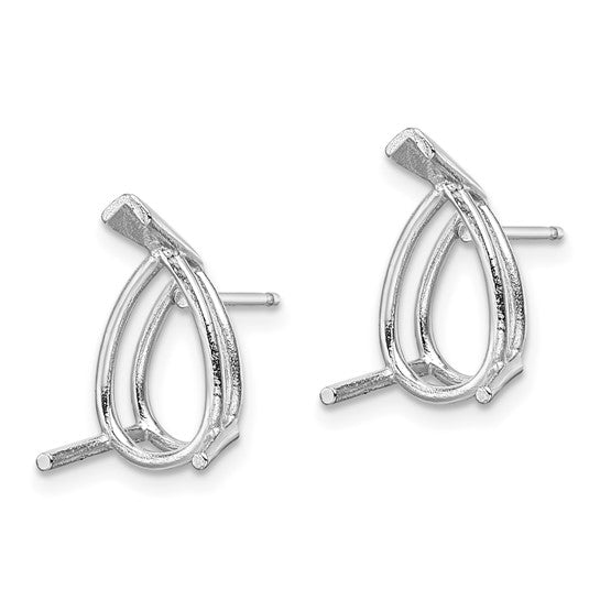 14kt White Gold 12x8 Pear Earring Mountings
