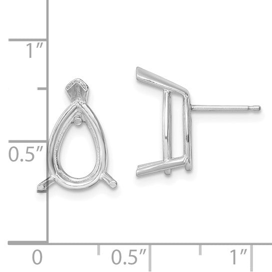 14kt White Gold 12x8 Pear Earring Mountings