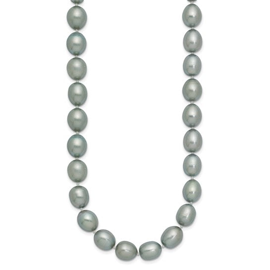 14kt White Gold 8-9mm Grey Rice Freshwater Cultured Pearl 18 inch Necklace