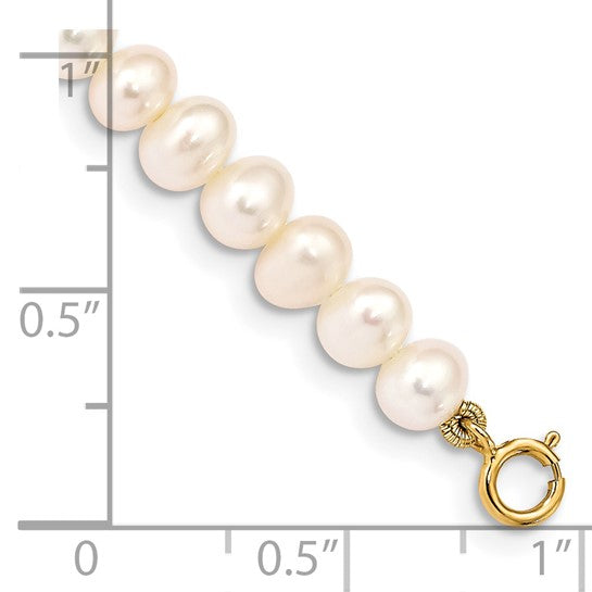 14kt Yellow Gold Madi K 4-5mm White Egg Shape Freshwater Cultured Pearl 5 inch Bracelet