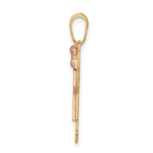 14kt Two-Tone Small Girl with Bow on Left Engravable Charm