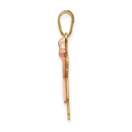 14kt Two-Tone Small Girl with Bow on Right Engravable Charm
