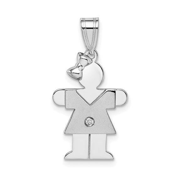 14kt White Gold AAA Diamond Kid Pendant