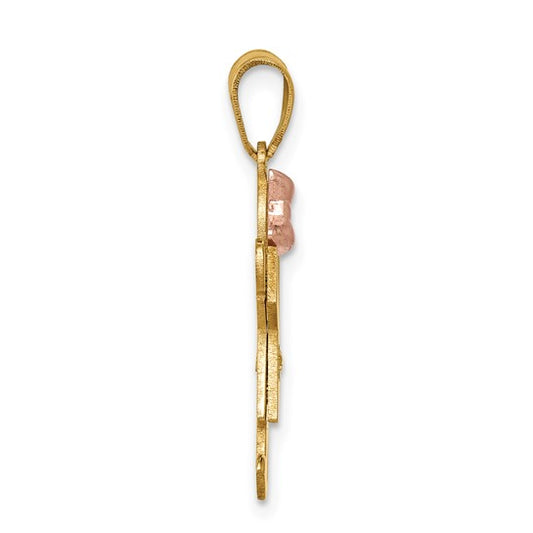 14kt Two-tone VS Diamond Kid Pendant
