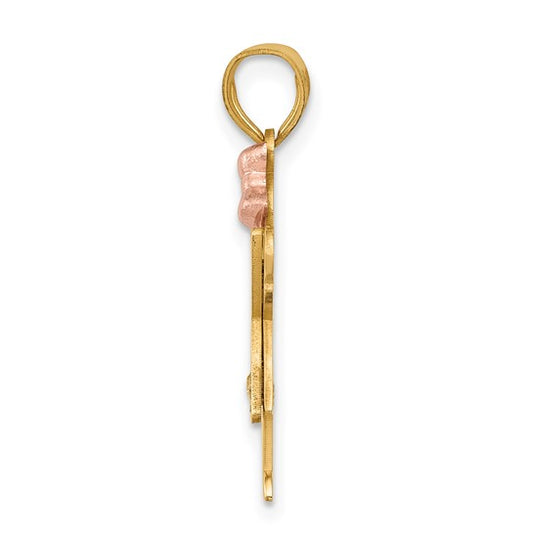 14kt Two-tone AAA Diamond Kid Pendant