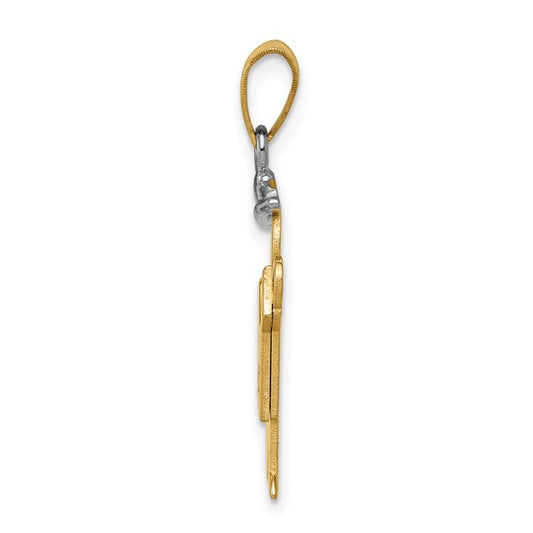 14kt Yellow Gold Two-tone AA Diamond kid pendant