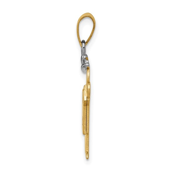 14kt Two-tone AAA Diamond Kid Pendant