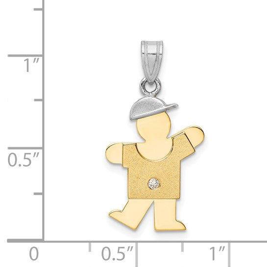 14kt Two-tone AAA Diamond Kid Pendant