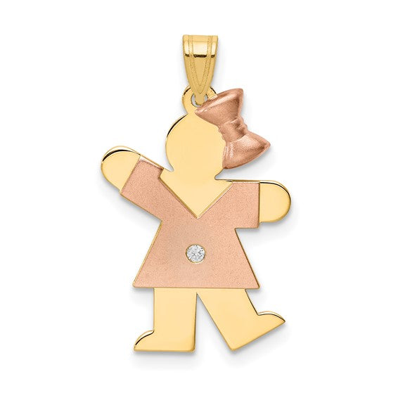 14kt Two-tone AAA Diamond Kid Pendant