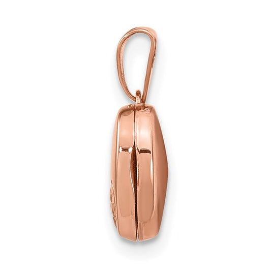 14kt Rose Gold 10mm Floral Heart Locket