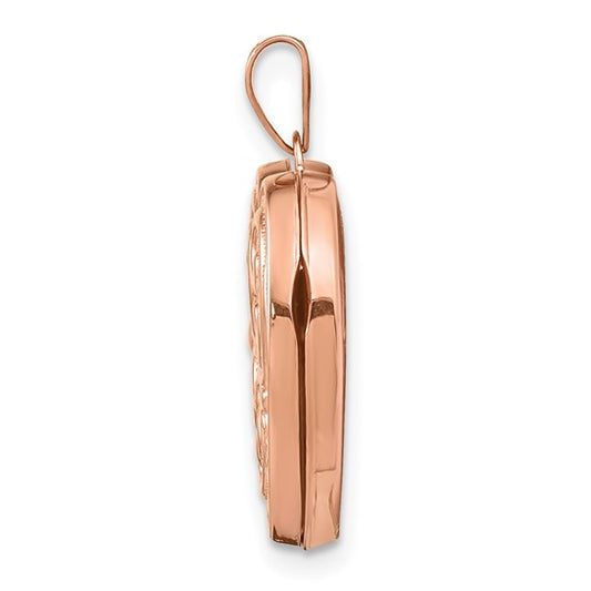 14kt Rose Gold 18mm Scrolled Love You Always Heart Locket