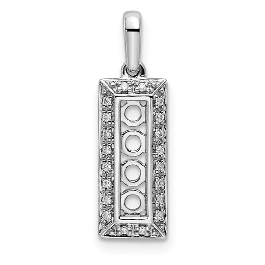 14KT White Gold Family Jewelry Genuine Stone & Diamond Set Pendant