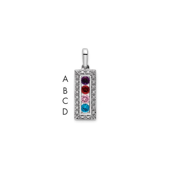 14KT White Gold Family Jewelry Genuine Stone & Diamond Set Pendant