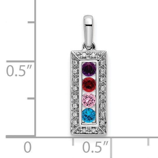 14KT White Gold Family Jewelry Genuine Stone & Diamond Set Pendant