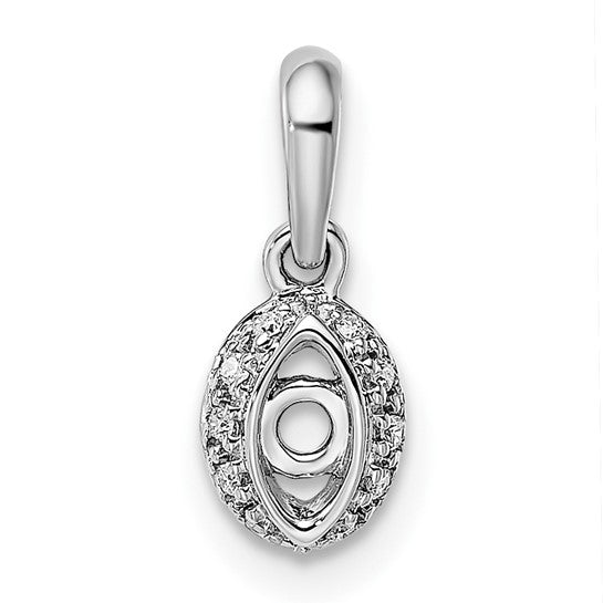 14KT White Gold Family Jewelry Diamond Semi-Set Pendant