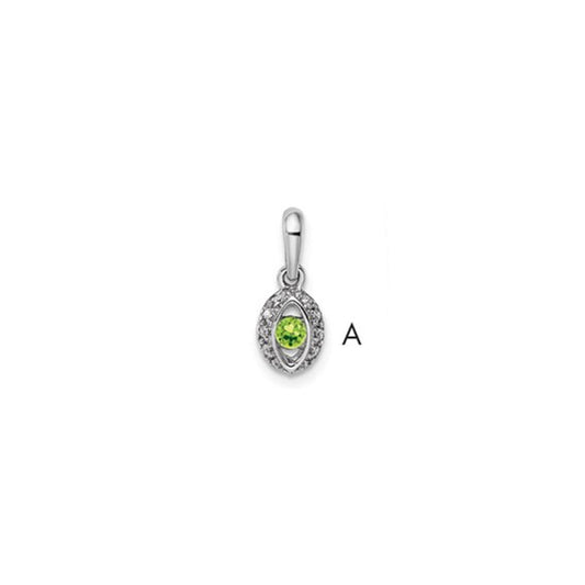 14KT White Gold Family Jewelry Genuine Stone & Diamond Set Pendant