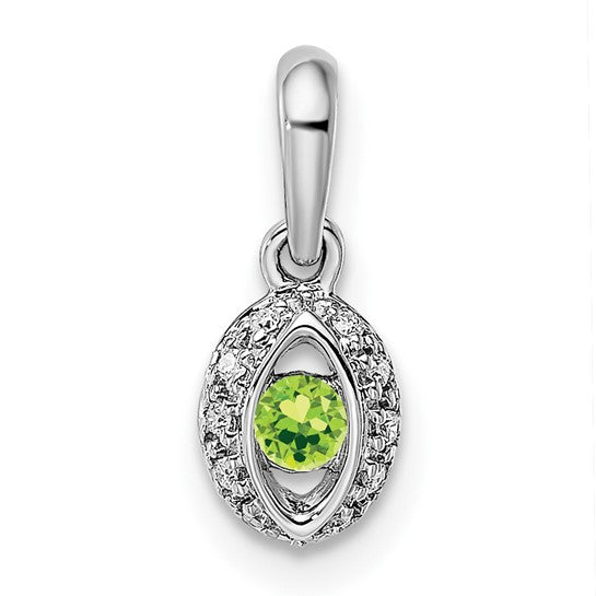 14KT White Gold Family Jewelry Genuine Stone & Diamond Set Pendant