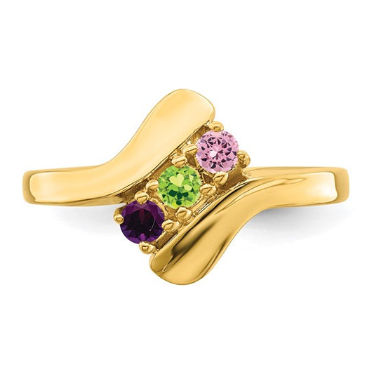 14kt Yellow Gold Genuine 3 Stone Mother's Ring