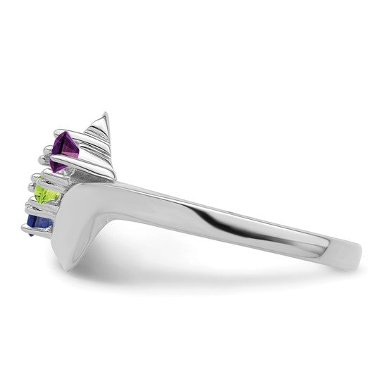 14kt White Gold Genuine 3 Stone Mother's Ring