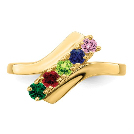 14kt Yellow Gold Genuine 5 Stone Mother's Ring