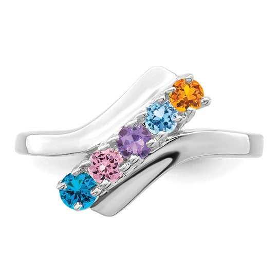 14kt White Gold Synthetic Family Jewelry Ring