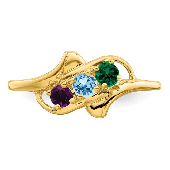 14kt Yellow Gold Genuine 3 Stone Mother's Ring